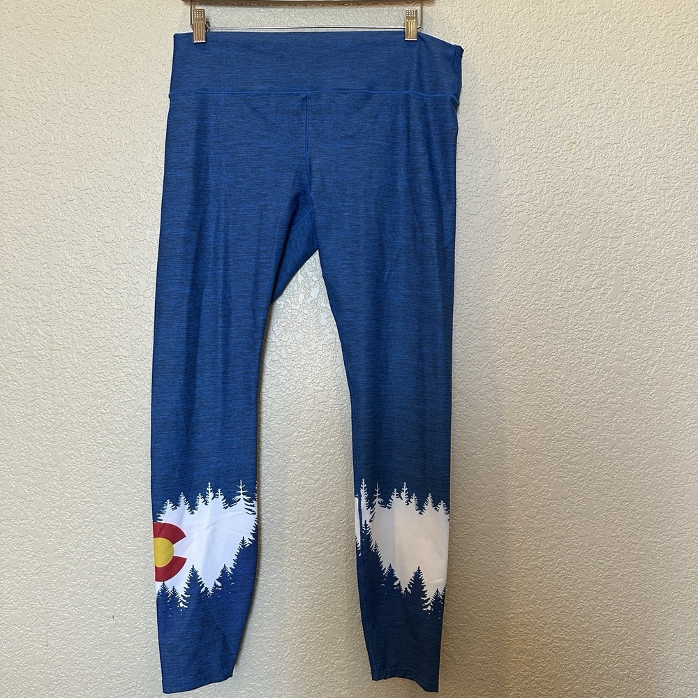 Aksels Women's XL Colorado Flag Athletic‎ Fit Leggings - Made in Colorado Blue